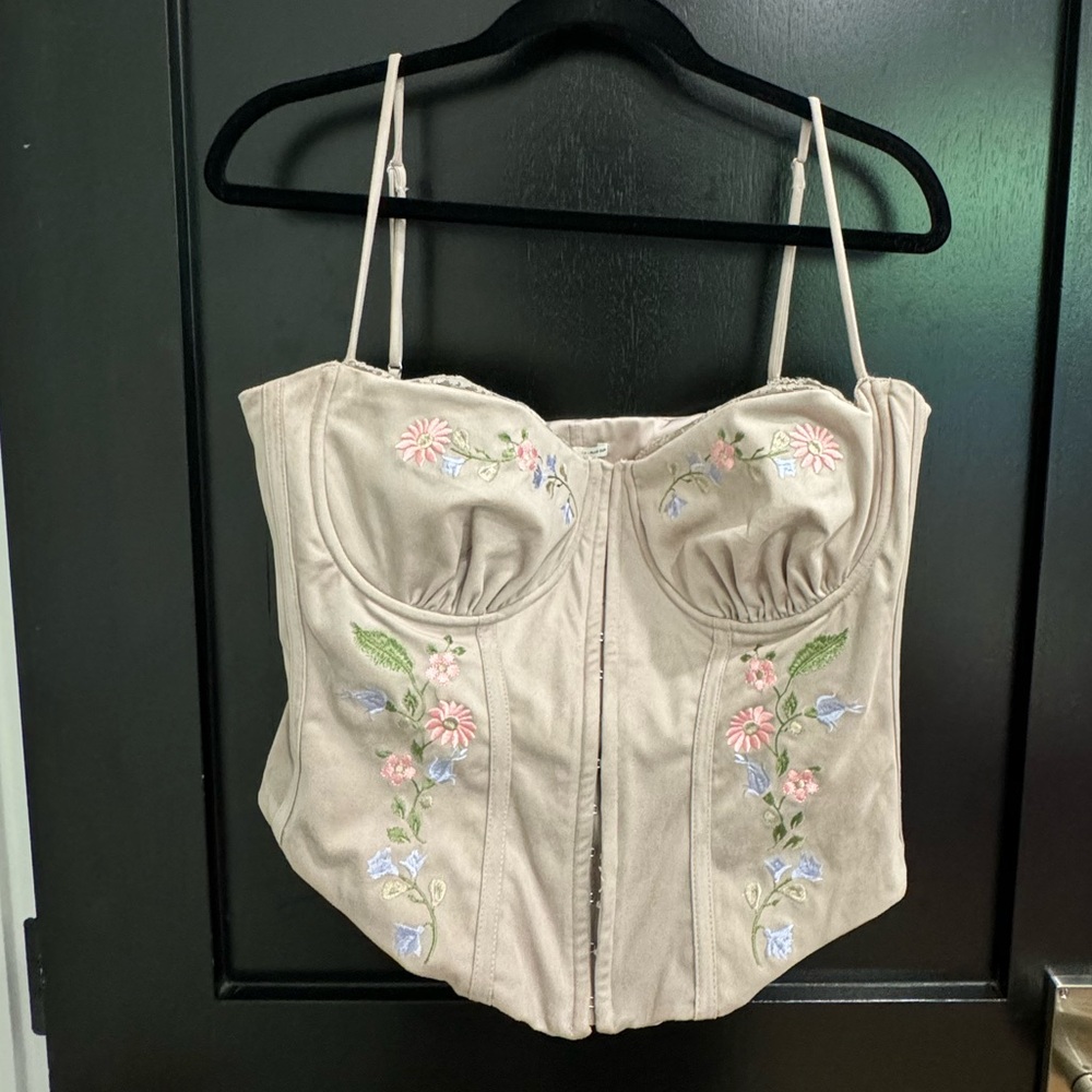 House of CB Cream Embroidered Bustier Camisole